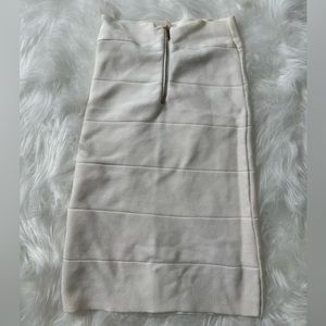 Bebe XS white bandage mini skirt with gold zipper